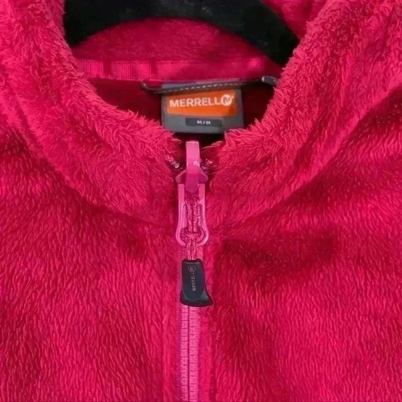 Merrell Magenta Fleece Full Zip Fuzzy Crop Neck Jacket Size M - Picture 11 of 16